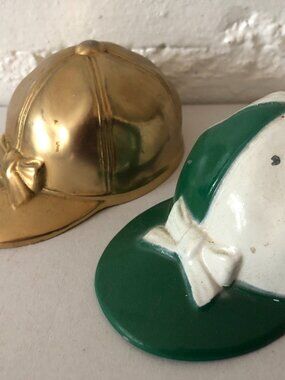 Vintage Cast Metal Jockey Caps Lincoln Downs Horse Racing Memorabilia Lot 2